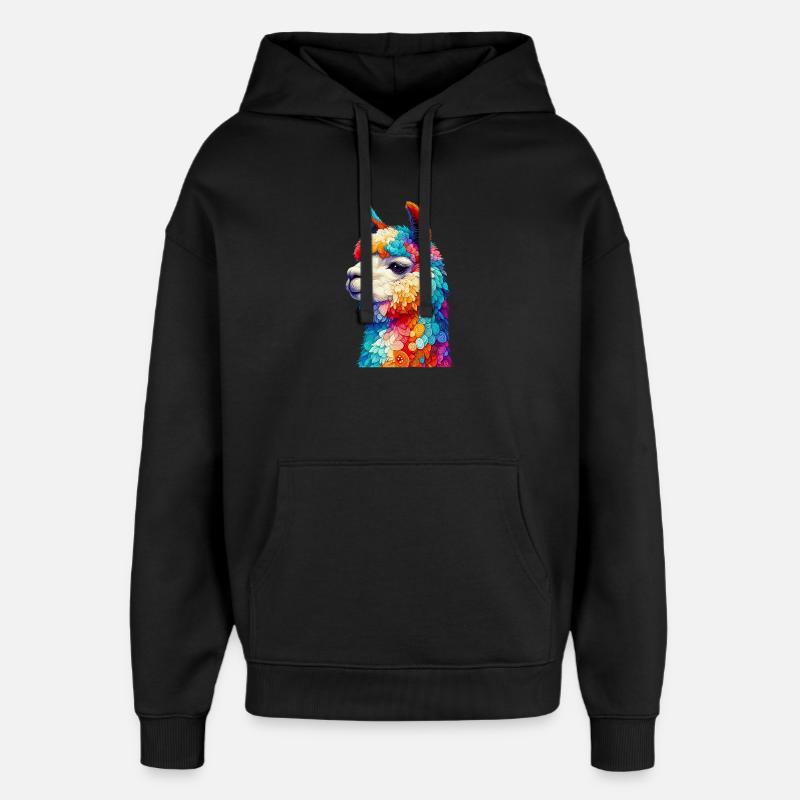 Alpaca - Oversized Unisex Hoodie by Stanley/Stella - black
