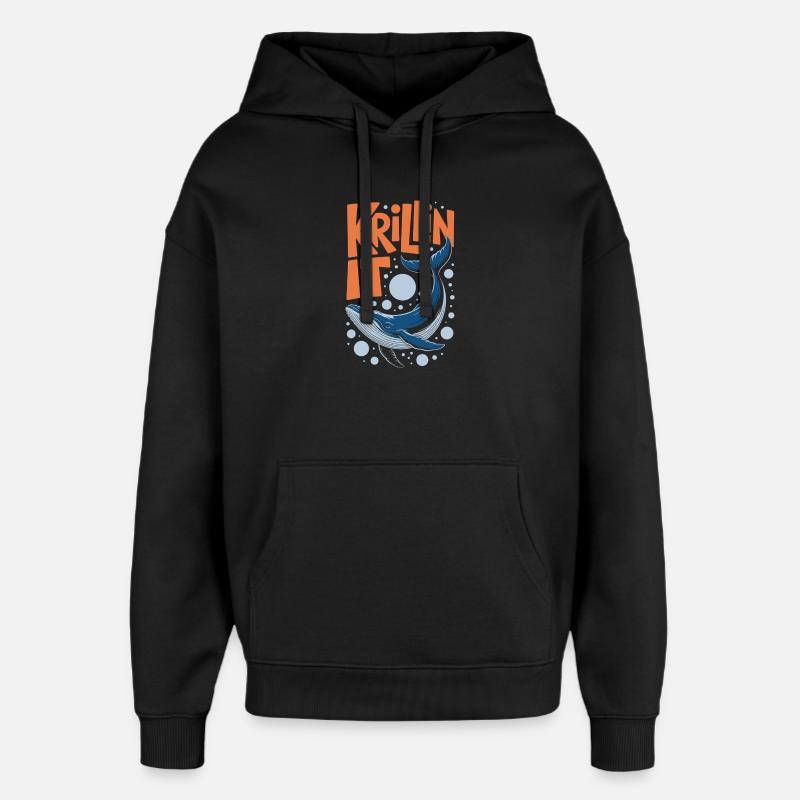 Krillin de la baleine bleue drôle - Sweat à capuche unisexe Stanley/Stella Oversized - noir