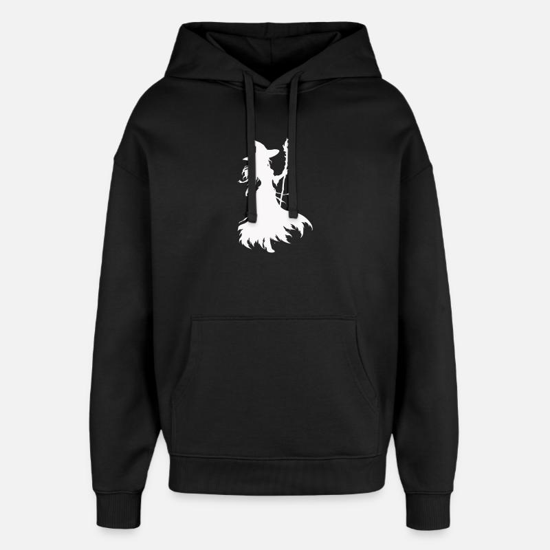 Silhouette di strega con bastone - Stanley/Stella Oversized Felpa con cappuccio unisex - nero