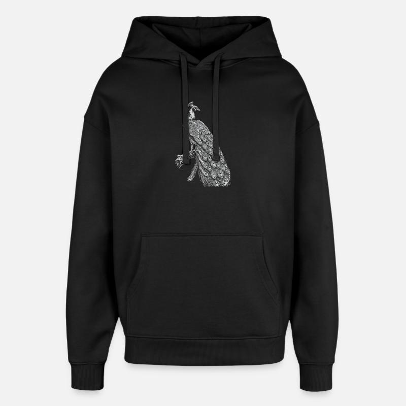 Peacock Lace on Black - Oversized Unisex Hoodie by Stanley/Stella - black