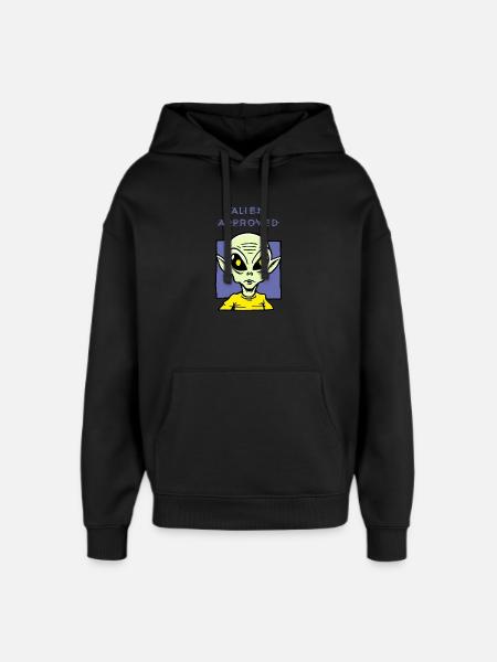 Alien Approved Yellow Eye Design - Oversized Unisex Hoodie by Stanley/Stella - black