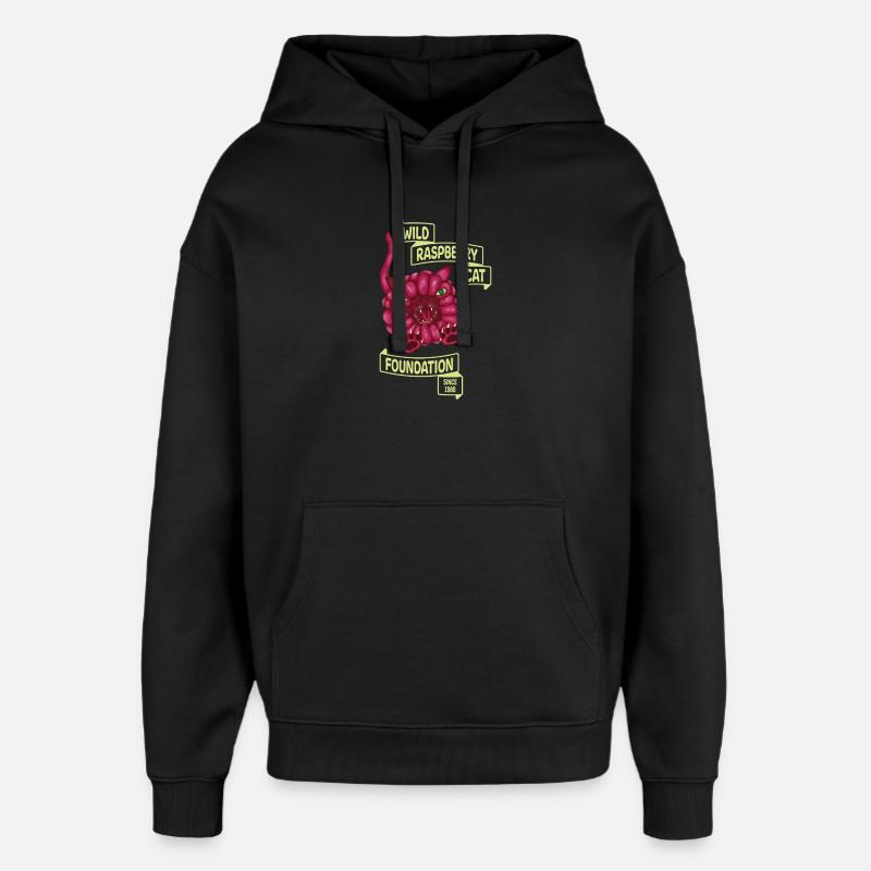 Wild Raspberry Cat - Oversized Unisex Hoodie by Stanley/Stella - black