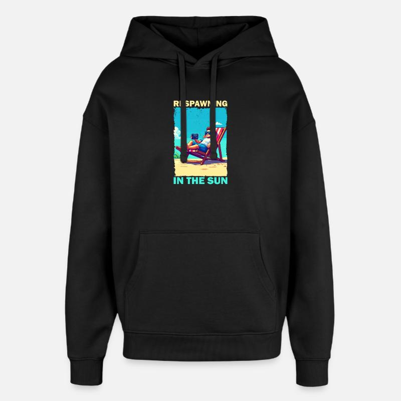 Pixelart Strandjugend mit Gaming-Elementen - Oversized Unisex Hoodie von Stanley/Stella - Schwarz