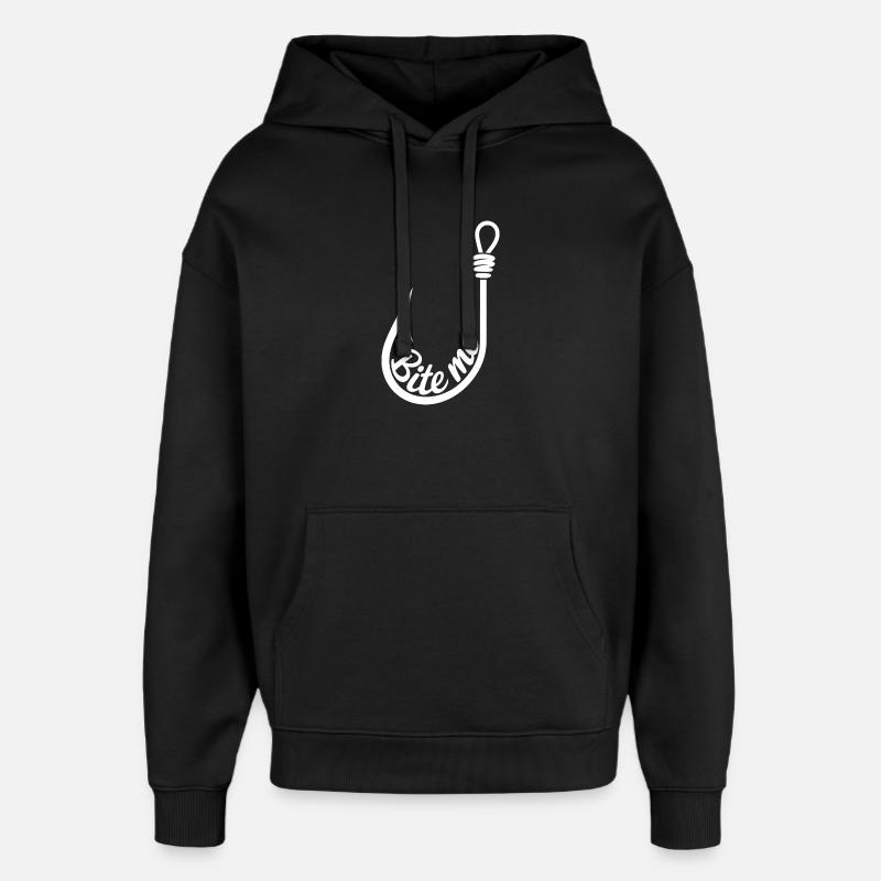 Bite Me Lure Hook Design - Oversized Unisex Hoodie by Stanley/Stella - black