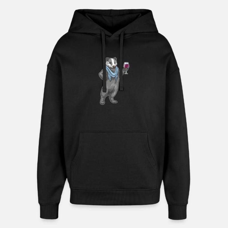 Vin rouge blaireau - Sweat à capuche unisexe Stanley/Stella Oversized - noir