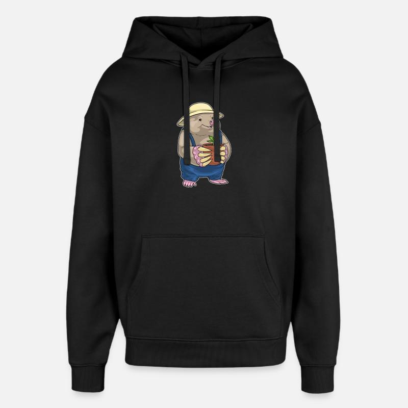 Maulwurf Gärtner Pflanze Garten - Oversized Unisex Hoodie von Stanley/Stella - Schwarz