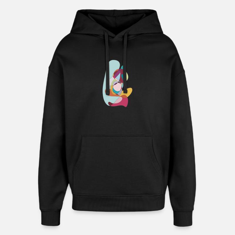 Paint Swirl Abstrait - Sweat à capuche unisexe Stanley/Stella Oversized - noir