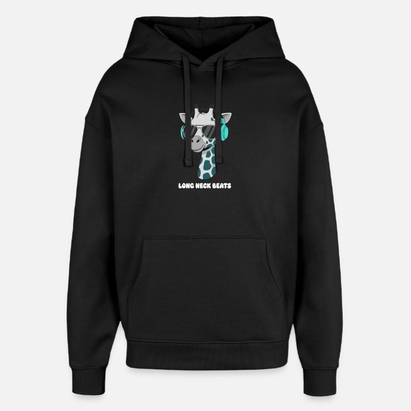 DJ girafe avec casque - Sweat à capuche unisexe Stanley/Stella Oversized - noir