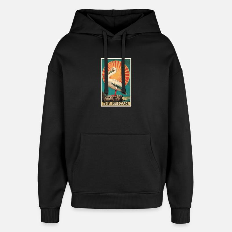 Pélicans Pélican - Sweat à capuche unisexe Stanley/Stella Oversized - noir