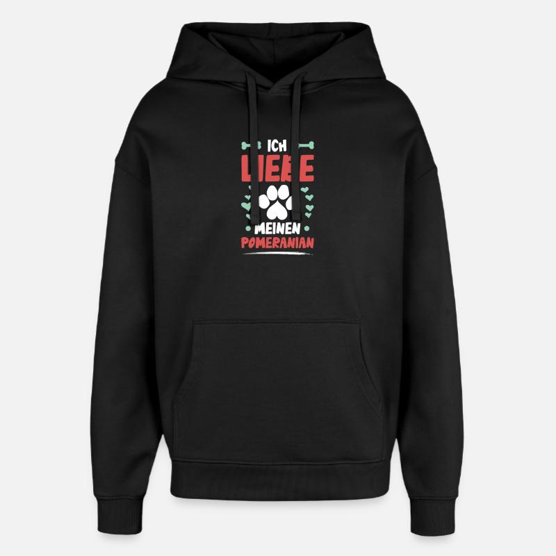 J’adore mon Poméranien - Sweat à capuche unisexe Stanley/Stella Oversized - noir