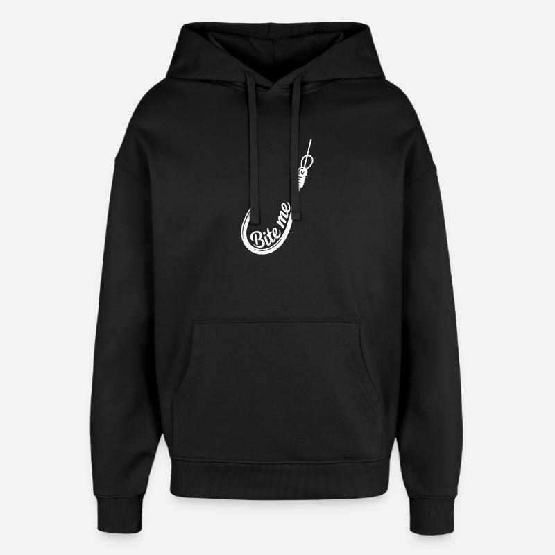 Bite Me Hook Graphic - Oversized Unisex Hoodie by Stanley/Stella - black
