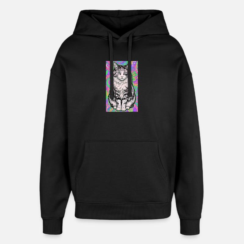 chat - Sweat à capuche unisexe Stanley/Stella Oversized - noir
