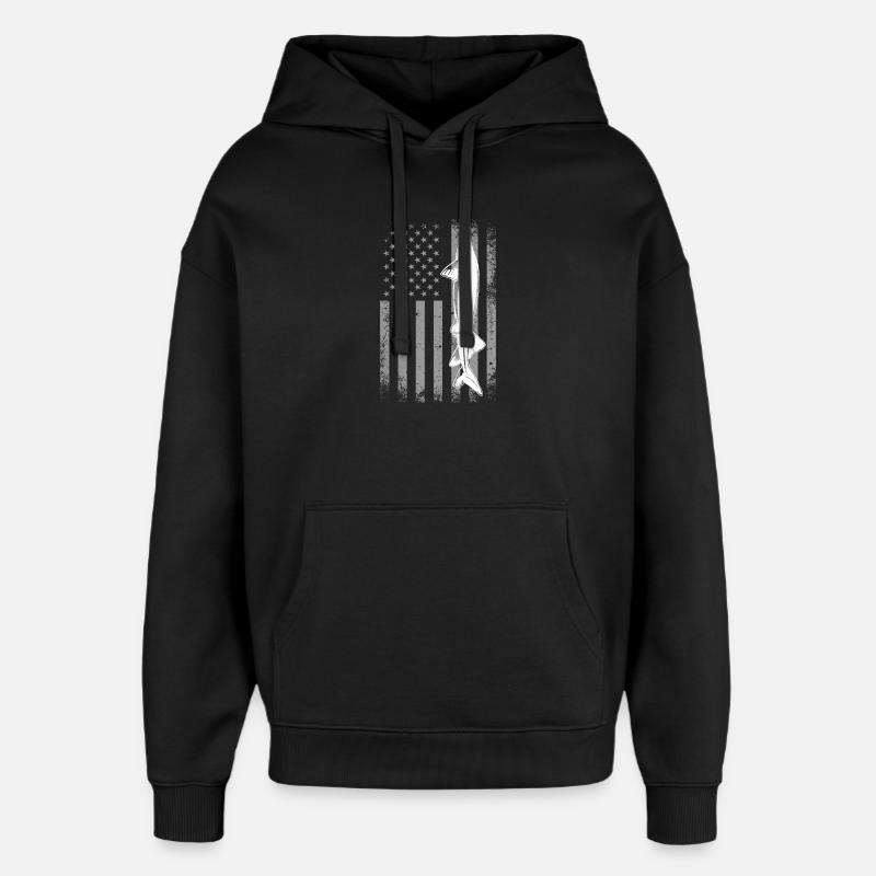 Drapeau de pêche à l’esturgeon - Sweat à capuche unisexe Stanley/Stella Oversized - noir