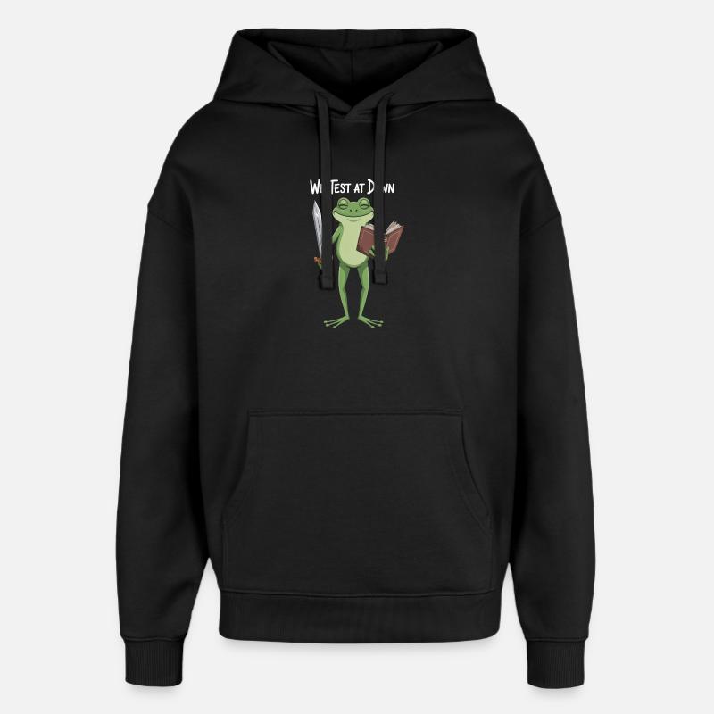 Le Chevalier Grenouille à l’Aube - Sweat à capuche unisexe Stanley/Stella Oversized - noir