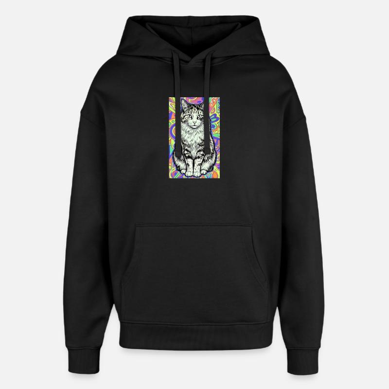 chat - Sweat à capuche unisexe Stanley/Stella Oversized - noir