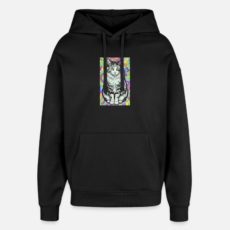 cat - Oversized Unisex Hoodie by Stanley/Stella - black