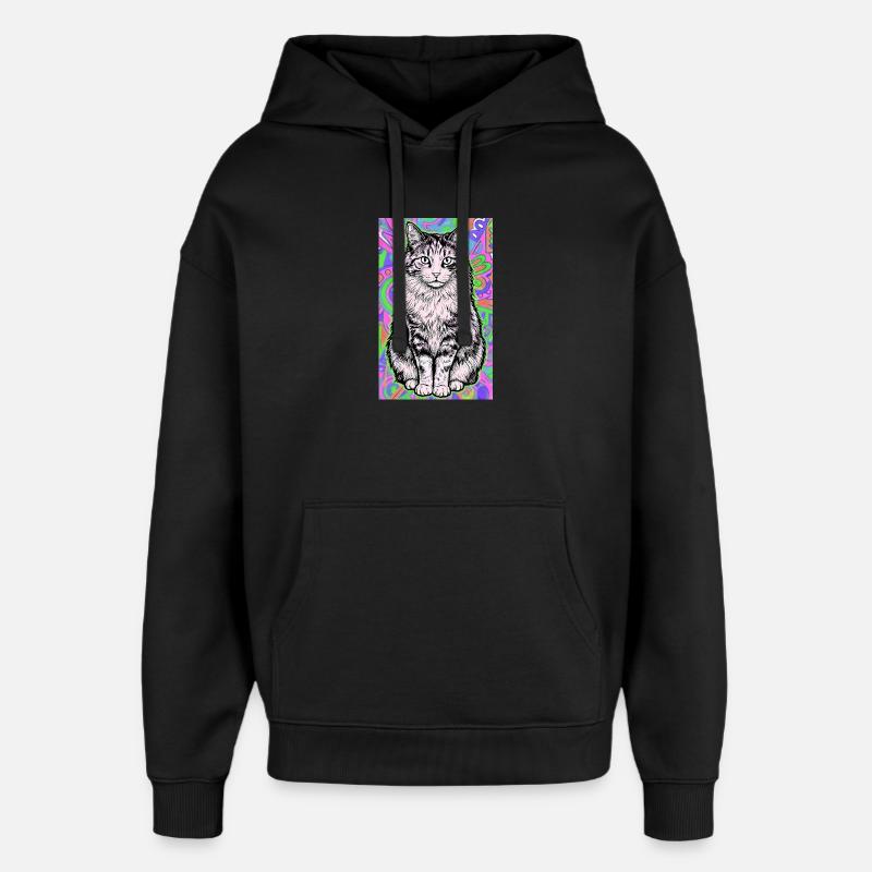 chat - Sweat à capuche unisexe Stanley/Stella Oversized - noir