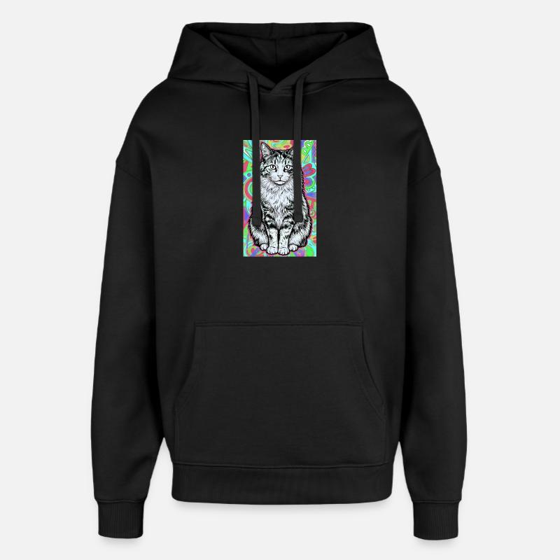 Katze - Oversized Unisex Hoodie von Stanley/Stella - Schwarz