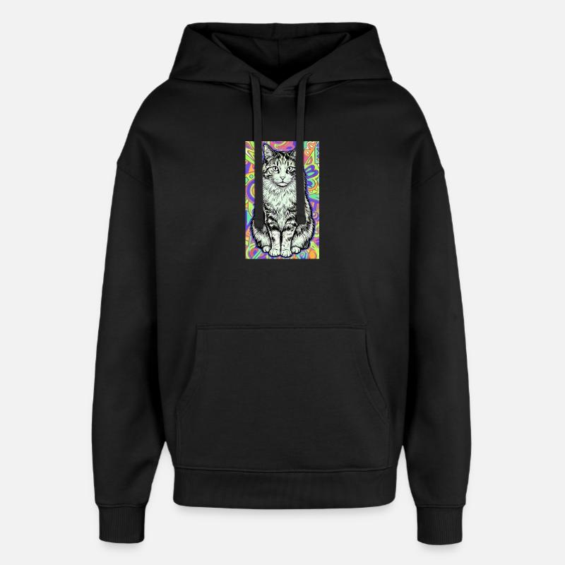 cat - Oversized Unisex Hoodie by Stanley/Stella - black