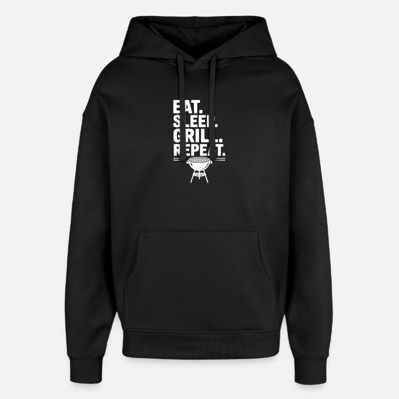 Mange. Dors. Grill. Répétez. - Sweat à capuche unisexe Stanley/Stella Oversized - noir