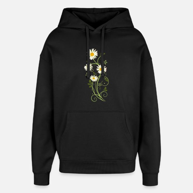 Filigrane Ranke avec marguerites - Sweat à capuche unisexe Stanley/Stella Oversized - noir