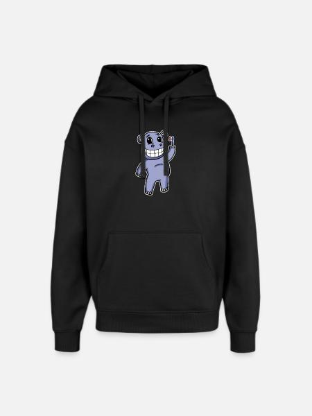 Hippo with toothbrush - Oversized Unisex Hoodie by Stanley/Stella - black