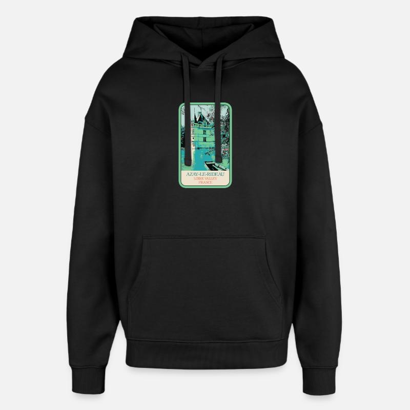 Château d'Azay-le-Rideau: charme et Élégance - Sweat à capuche unisexe Stanley/Stella Oversized - noir