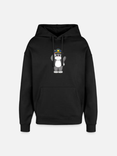 Cat, Policeman, Police - Oversized Unisex Hoodie by Stanley/Stella - black