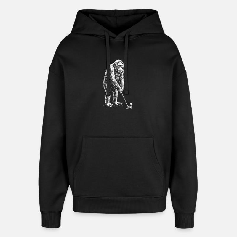 Orangutan Golf Putts - Oversized Unisex Hoodie by Stanley/Stella - black