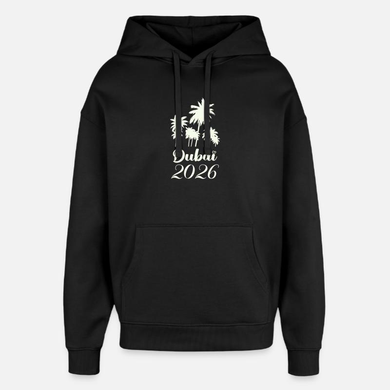 Dubai Palm Trees 2026 Script - Oversized Unisex Hoodie by Stanley/Stella - black