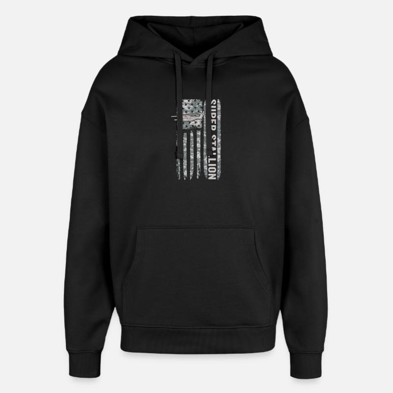 Super Stallion Hubschrauber mit amerikanischer Fla - Sweat à capuche unisexe Stanley/Stella Oversized - noir