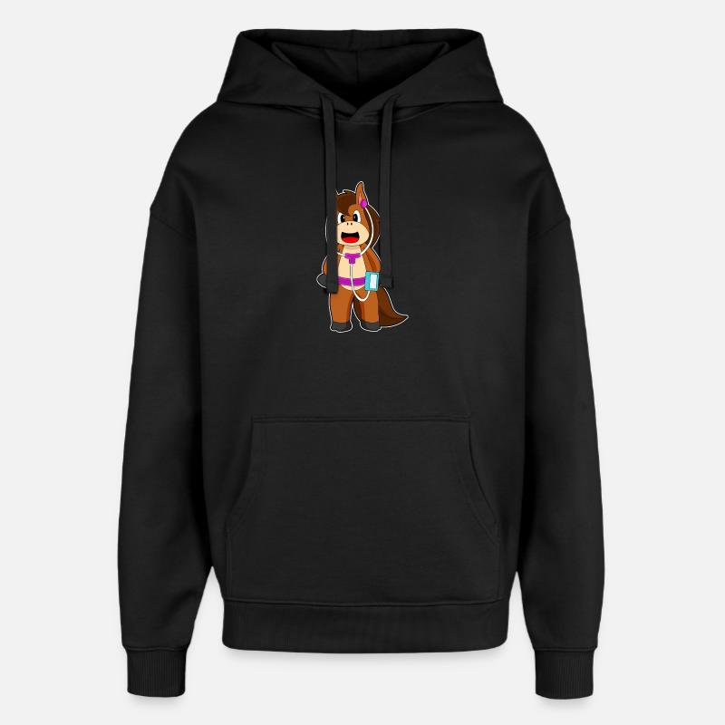 Pferd Kopfhörer Musik - Oversized Unisex Hoodie von Stanley/Stella - Schwarz