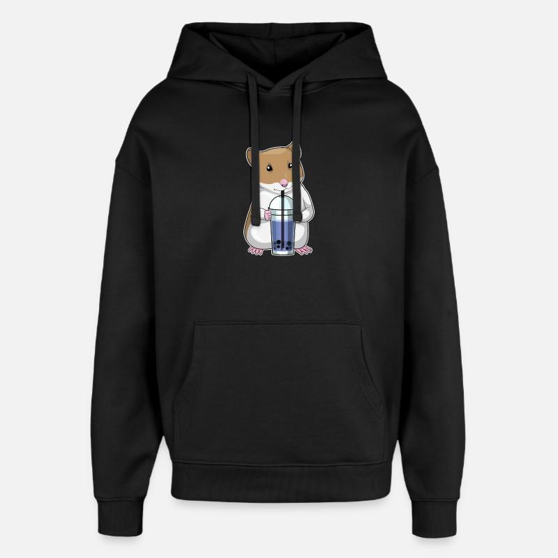 Hamster Bubble Tea - Sweat à capuche unisexe Stanley/Stella Oversized - noir