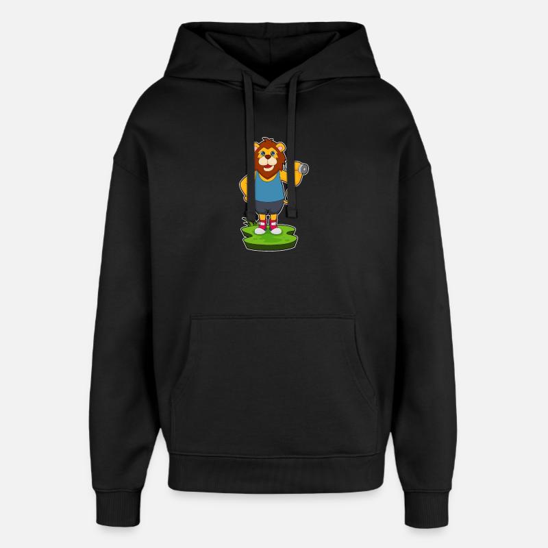 Lion Bodybuilder Haltère - Sweat à capuche unisexe Stanley/Stella Oversized - noir