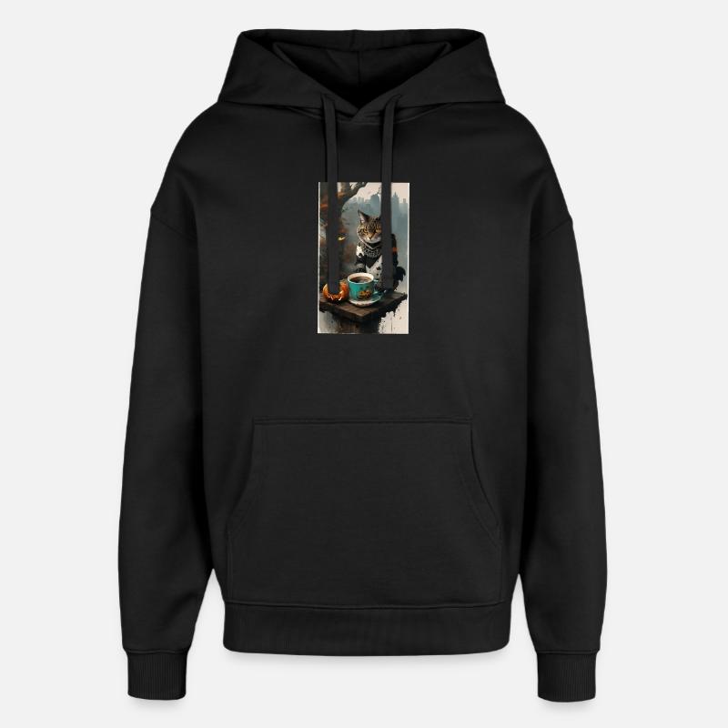 Chat habillé halloween - Sweat à capuche unisexe Stanley/Stella Oversized - noir
