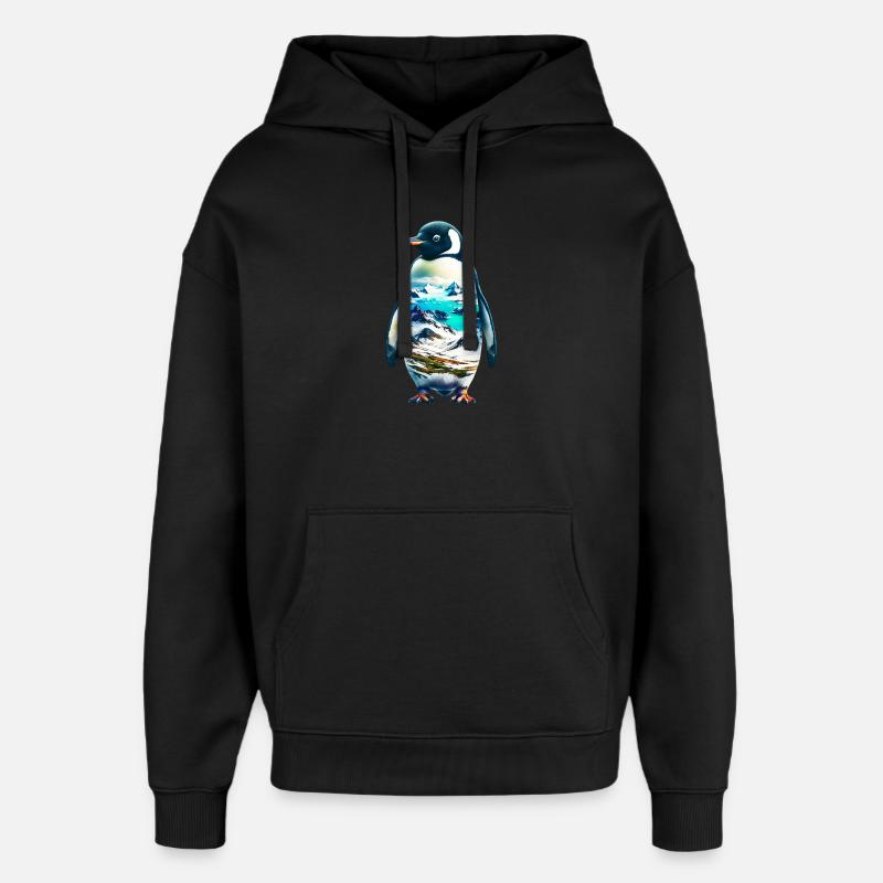 Pinguin - Oversized Unisex Hoodie von Stanley/Stella - Schwarz