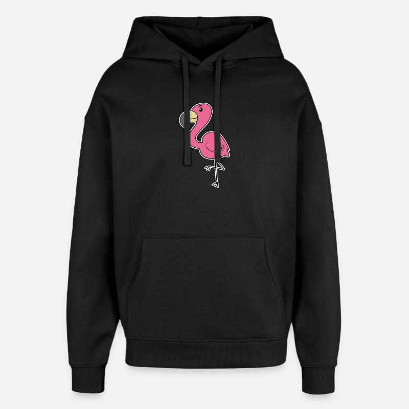 Flamingo - Oversized Unisex Hoodie by Stanley/Stella - black