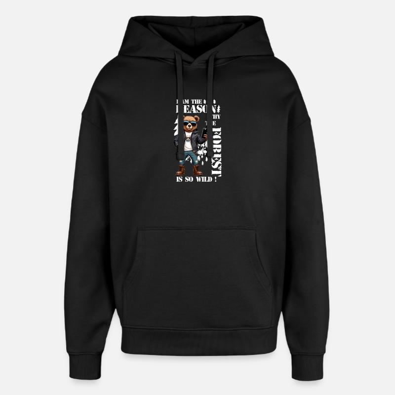 Ours brun cool - Sweat à capuche unisexe Stanley/Stella Oversized - noir