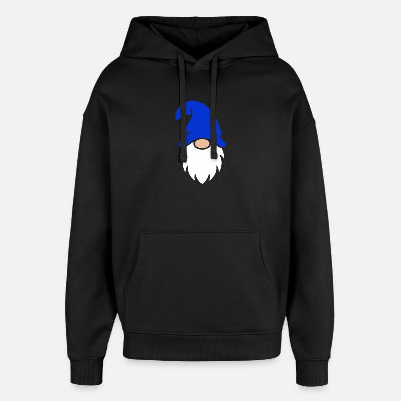 Blue Bearded Gnome Charm - Oversized Unisex Hoodie by Stanley/Stella - black