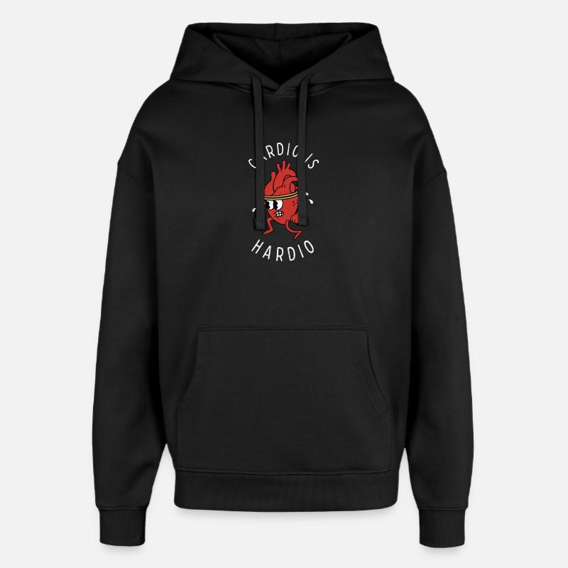 Le cardio, c’est Hardio - Sweat à capuche unisexe Stanley/Stella Oversized - noir