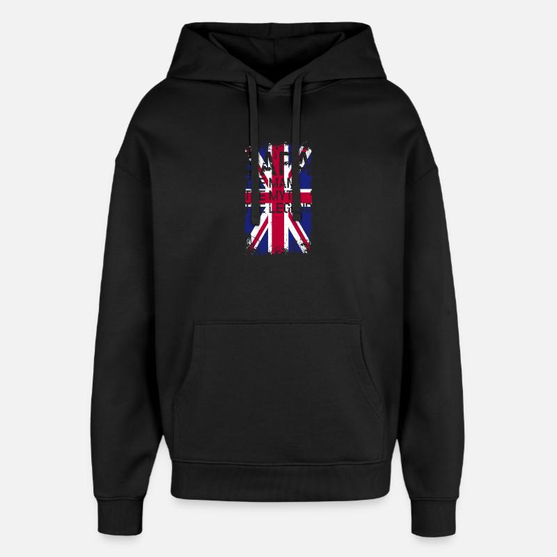 T-shirt Grunge Union Jack Text - Sweat à capuche unisexe Stanley/Stella Oversized - noir