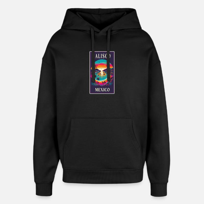 Motif de palmier Jalisco Mexico - Sweat à capuche unisexe Stanley/Stella Oversized - noir