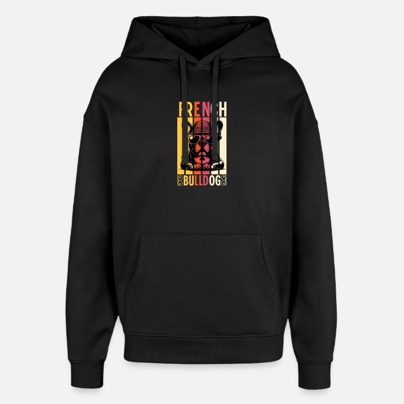 Bouledogue français cool - Retro Frenchie - Sweat à capuche unisexe Stanley/Stella Oversized - noir