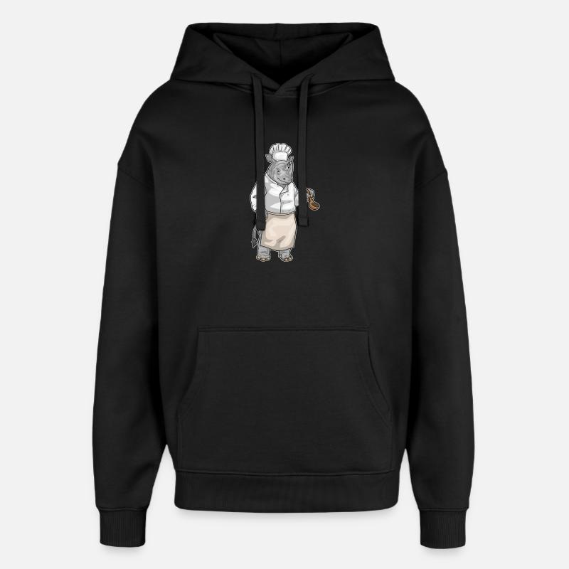 Rhinocéros Cuisson Cuisson Cuiller Cuisson - Sweat à capuche unisexe Stanley/Stella Oversized - noir