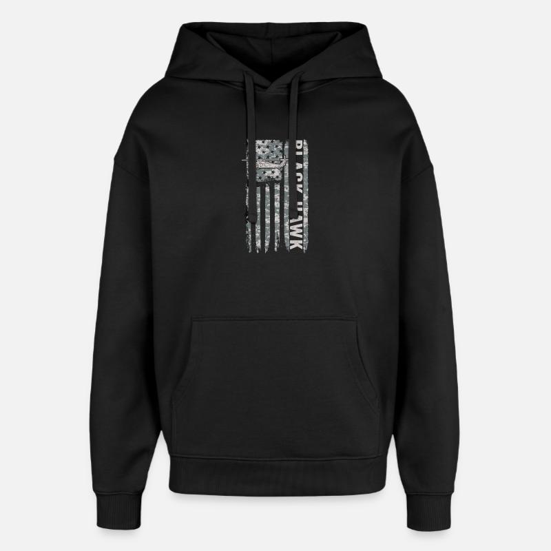Hélicoptère militaire Black Hawk avec American - Sweat à capuche unisexe Stanley/Stella Oversized - noir