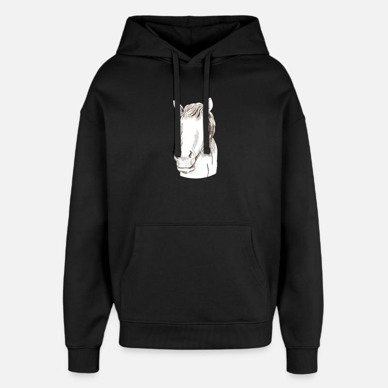 Koń - Stanley/Stella Oversized Bluza z kapturem unisex - czarny