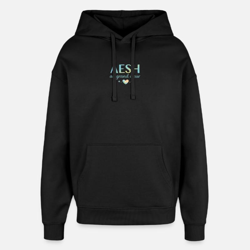 AESH au grand cœur - Sweat à capuche unisexe Stanley/Stella Oversized - noir