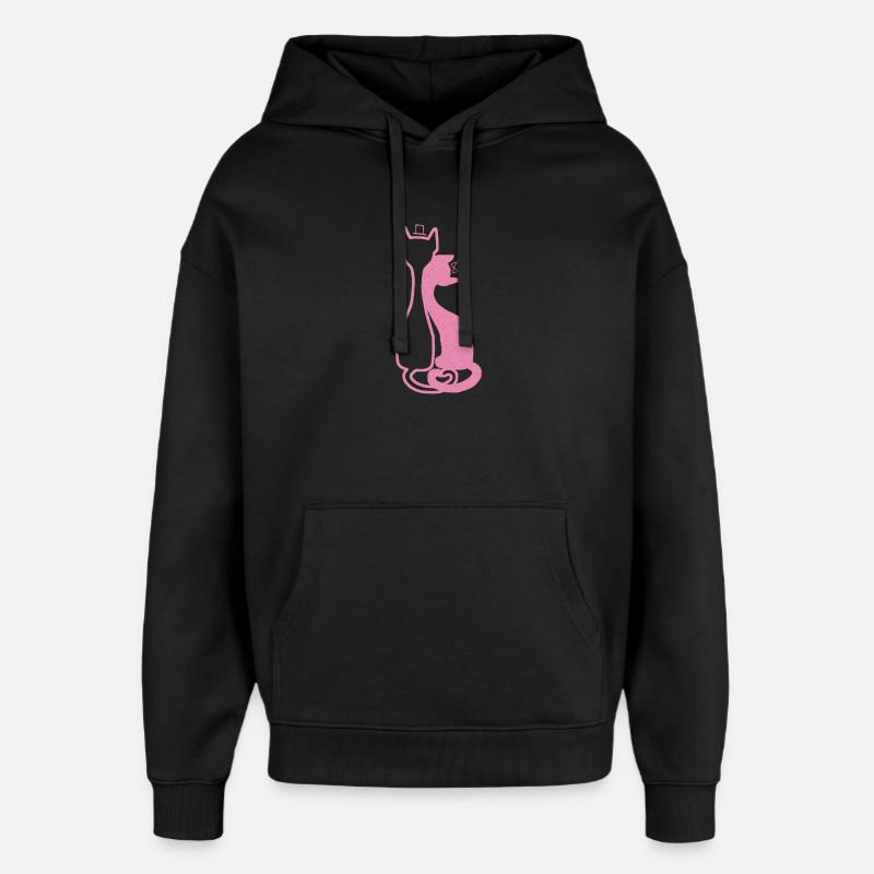 Couple de chats élégants – Pink - Sweat à capuche unisexe Stanley/Stella Oversized - noir