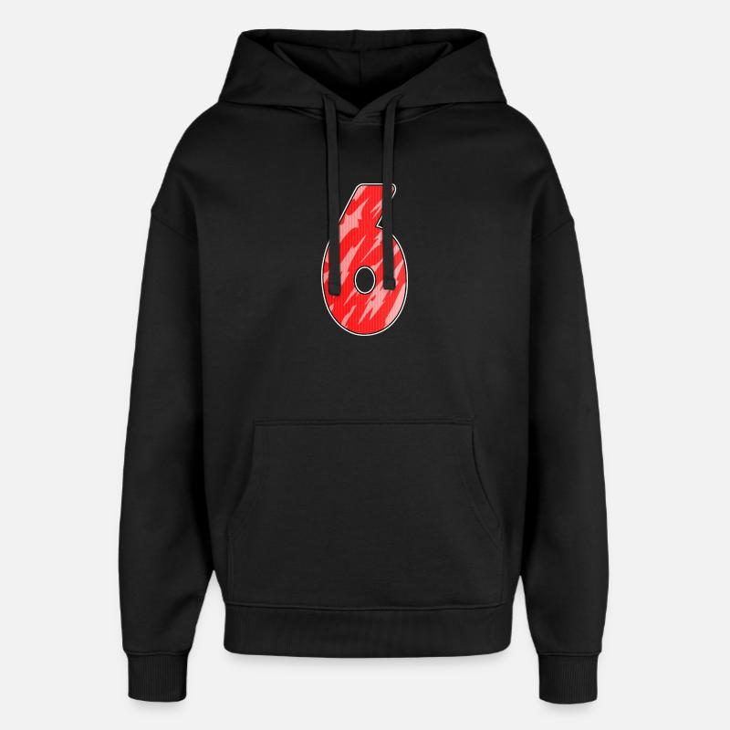 Nummer 6 Muster Rot - Oversized Unisex Hoodie von Stanley/Stella - Schwarz