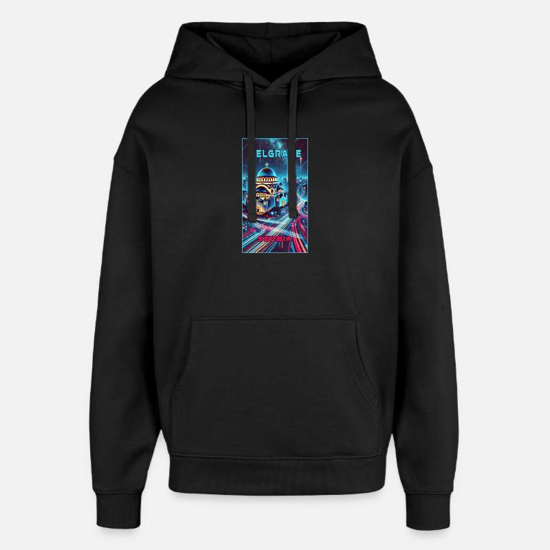 Belgrad Serbien Skyline Design - Oversized Unisex Hoodie von Stanley/Stella - Schwarz